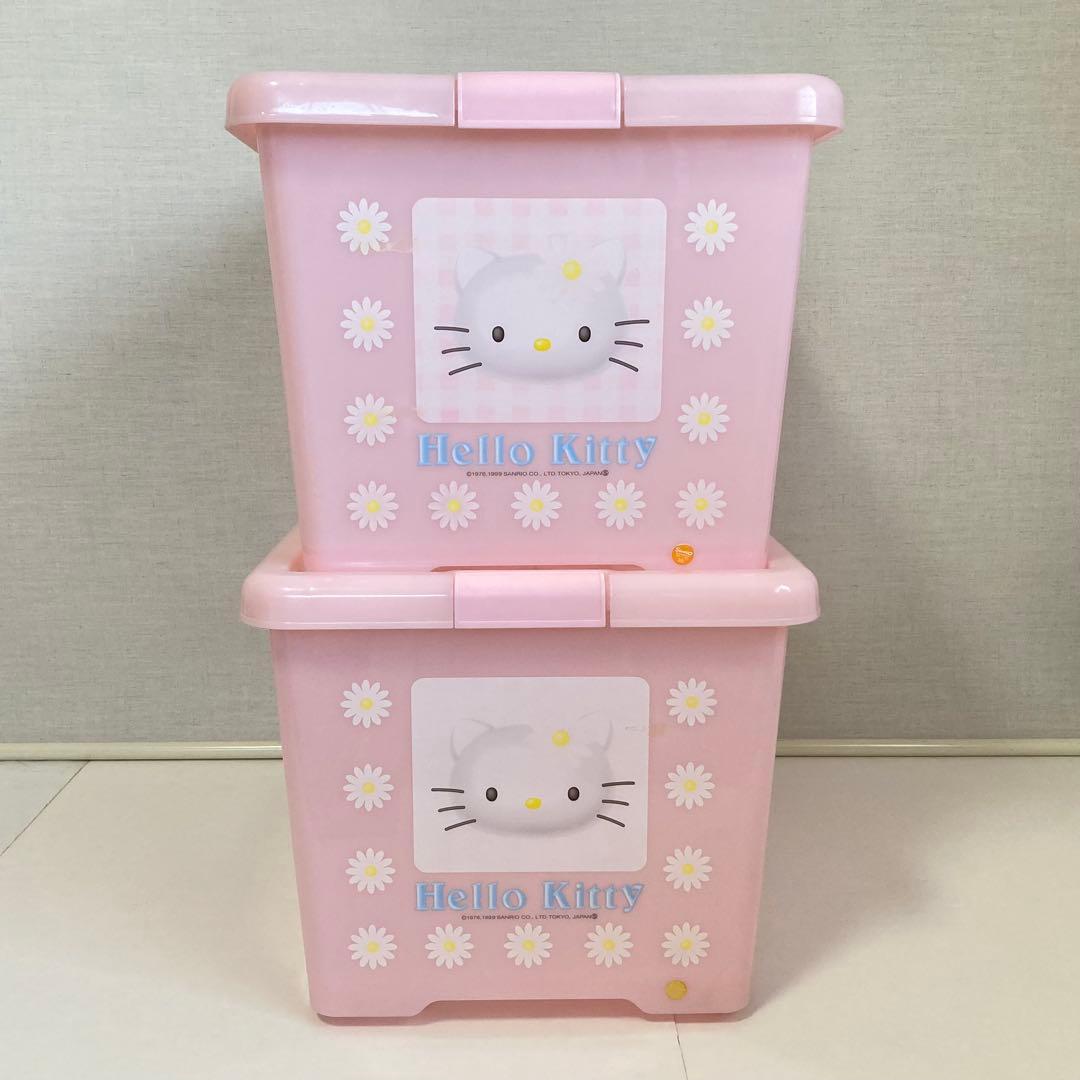 ハローキティ 収納ケース 2点 衣装 蓋付き キャスター ピンク ポップ レトロ