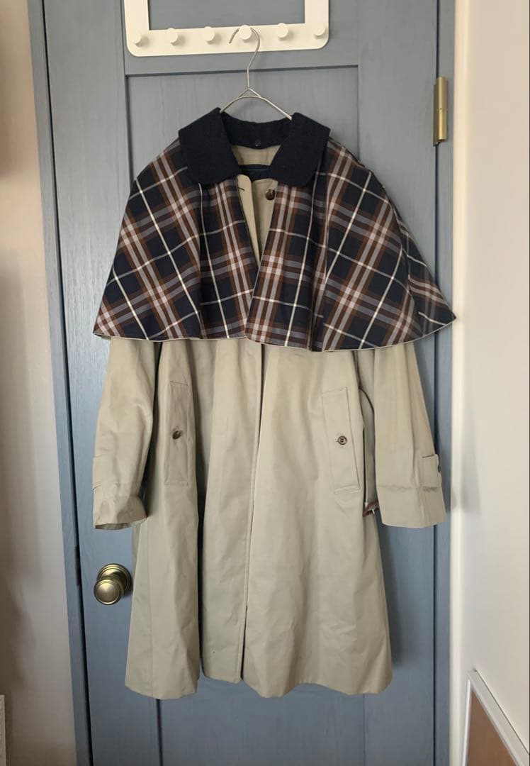 BURBERRYS ケープ付きチェックトレンチコート ライナー付き バーバリー