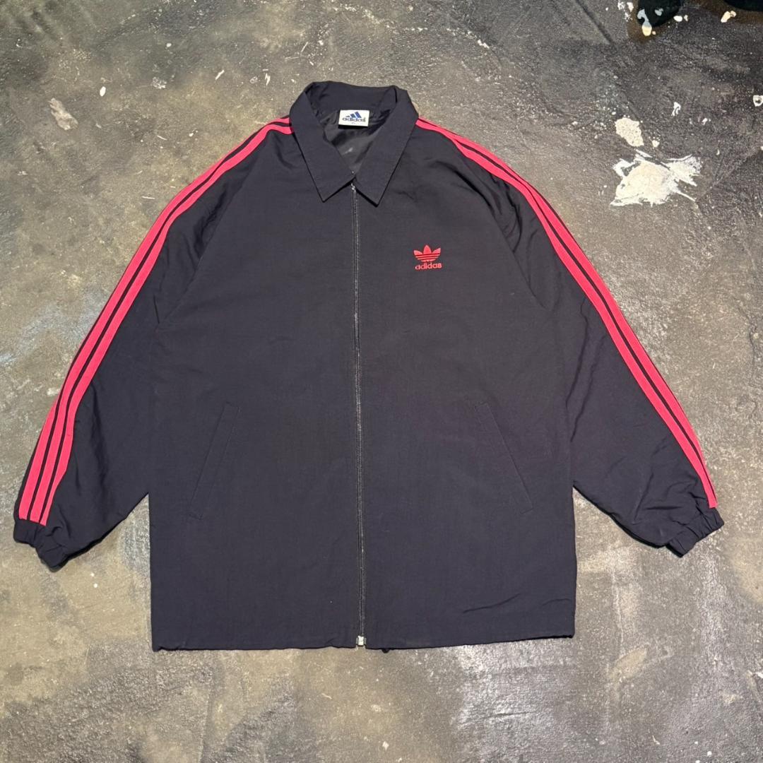 90s adidas トレフォイル刺繍 3ストライプ セットアップジャージM-L