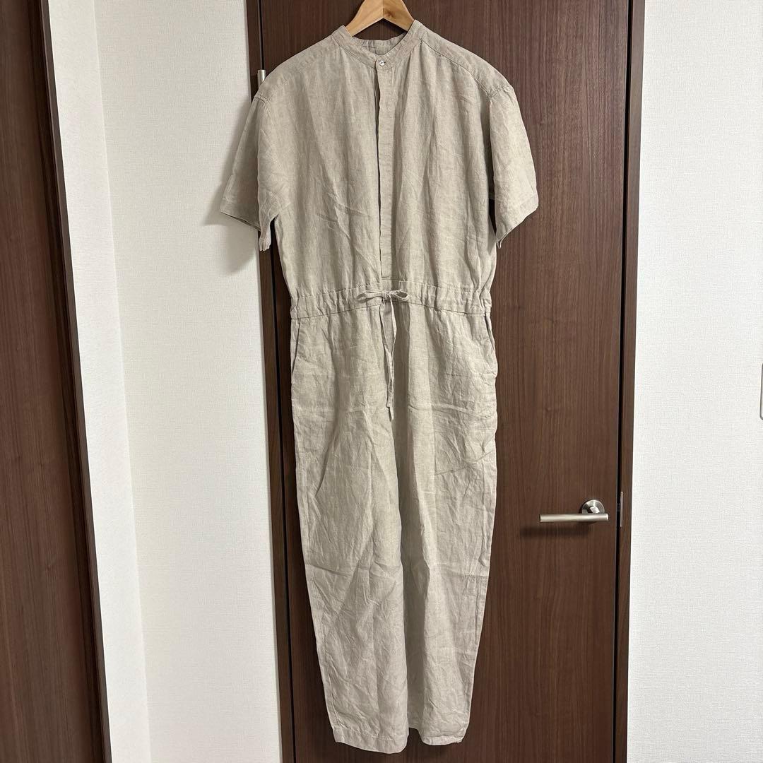 かぐれ/リネンハーフスリーブオールインワン