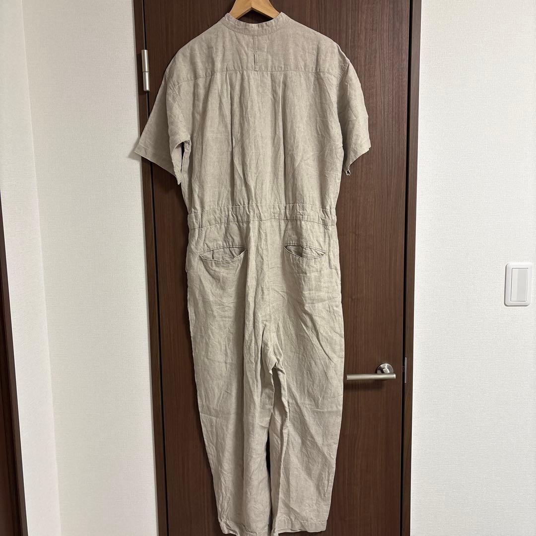 かぐれ/リネンハーフスリーブオールインワン