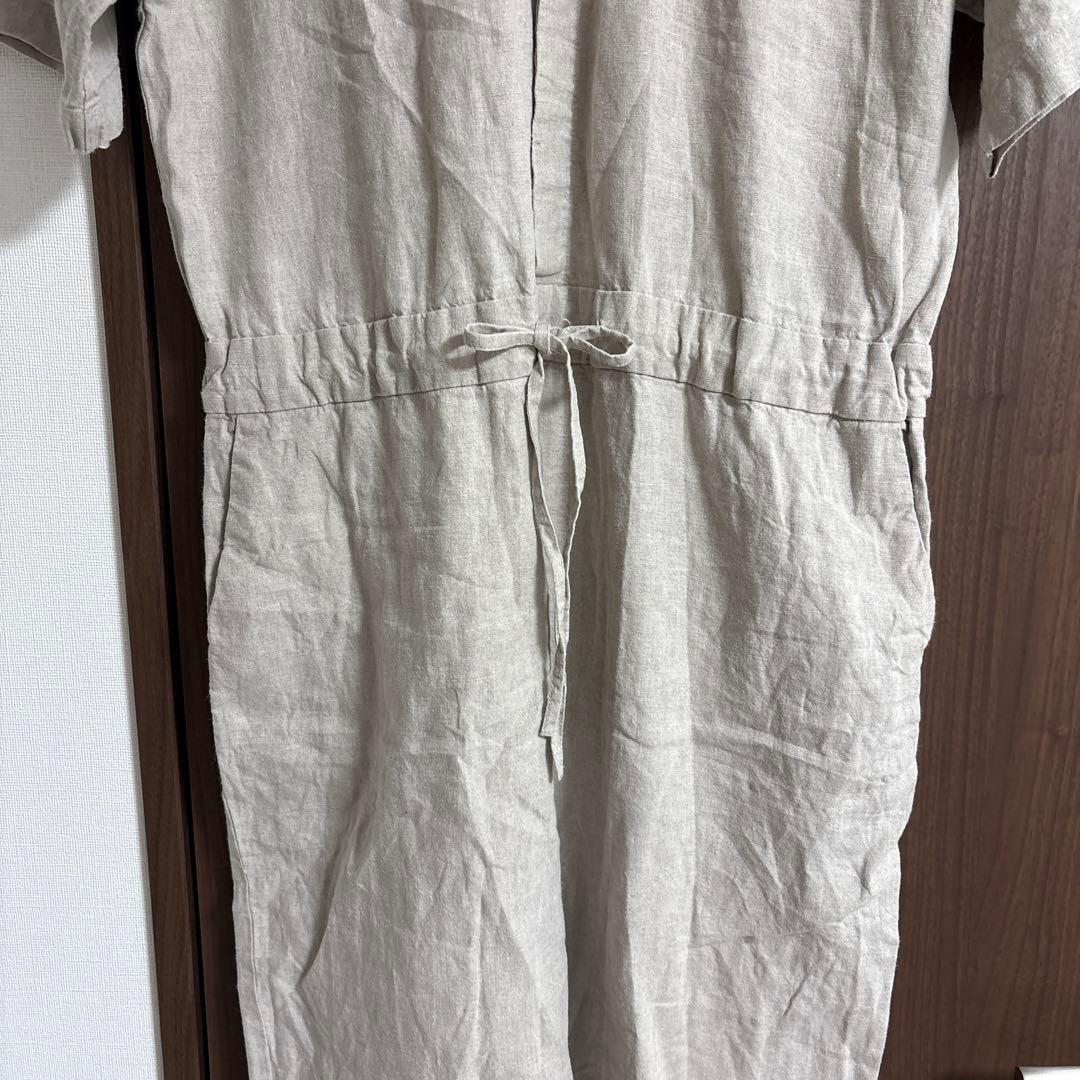 かぐれ/リネンハーフスリーブオールインワン