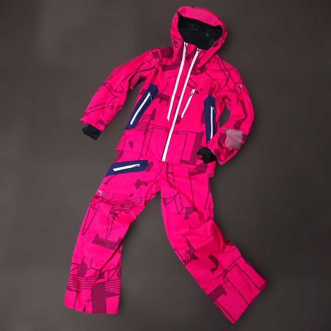 送料無料【MIZUNO】ピンクレッド小さいサイズスキーウェア 上2XS下XS