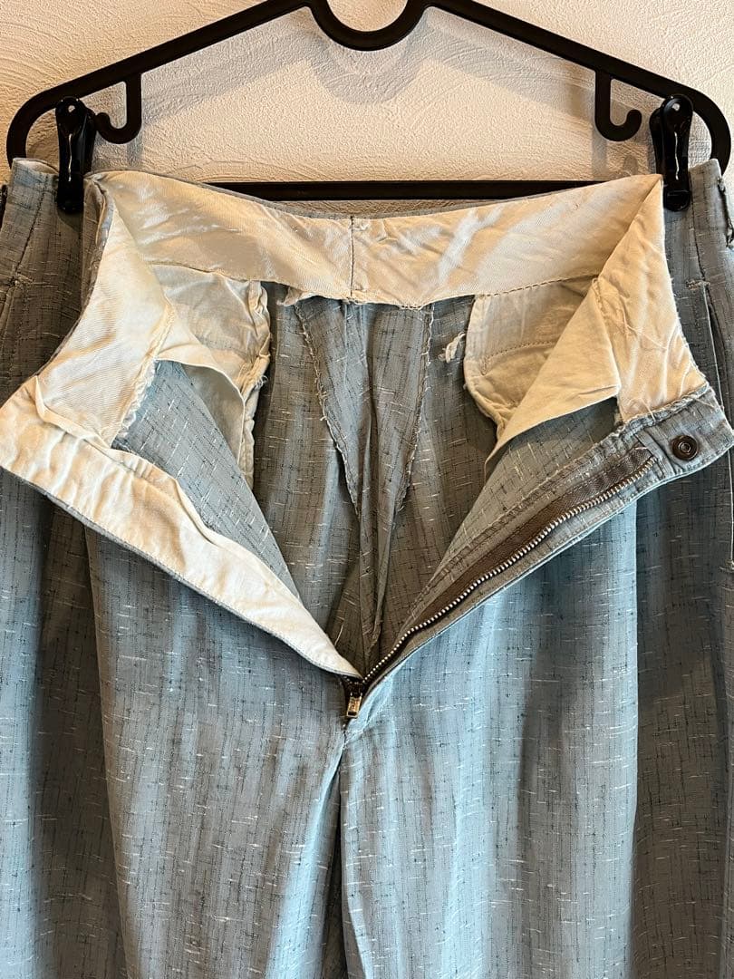 50s スラックス 絣 リネン レーヨン