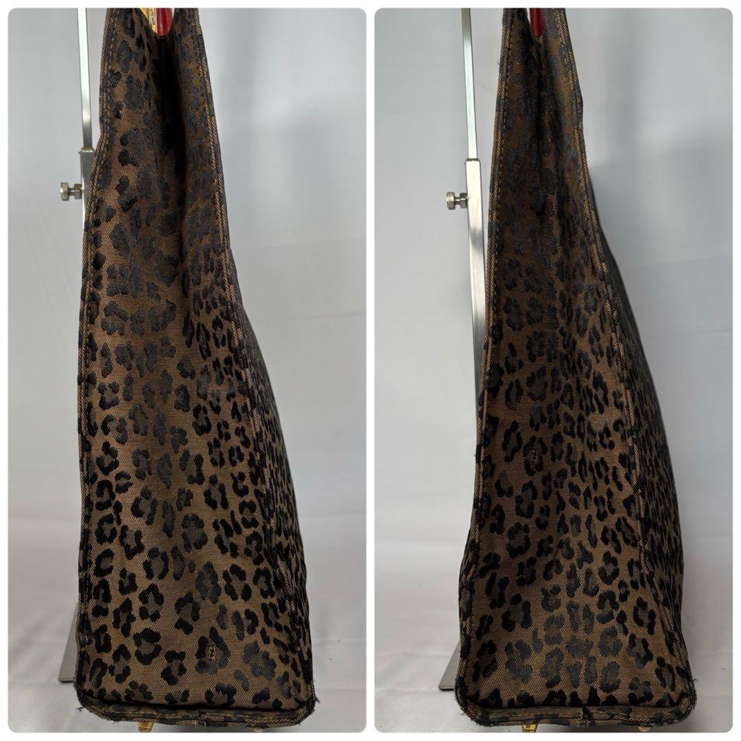 希少 フェンディ トートバッグ ハンドバッグ ヒョウ柄 ヴィンテージ ブラウン
