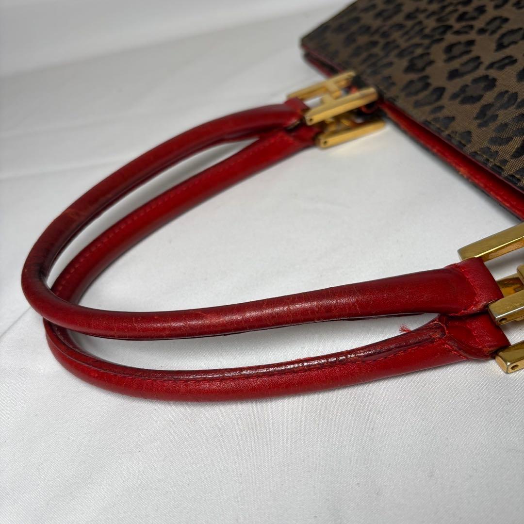 希少 フェンディ トートバッグ ハンドバッグ ヒョウ柄 ヴィンテージ ブラウン