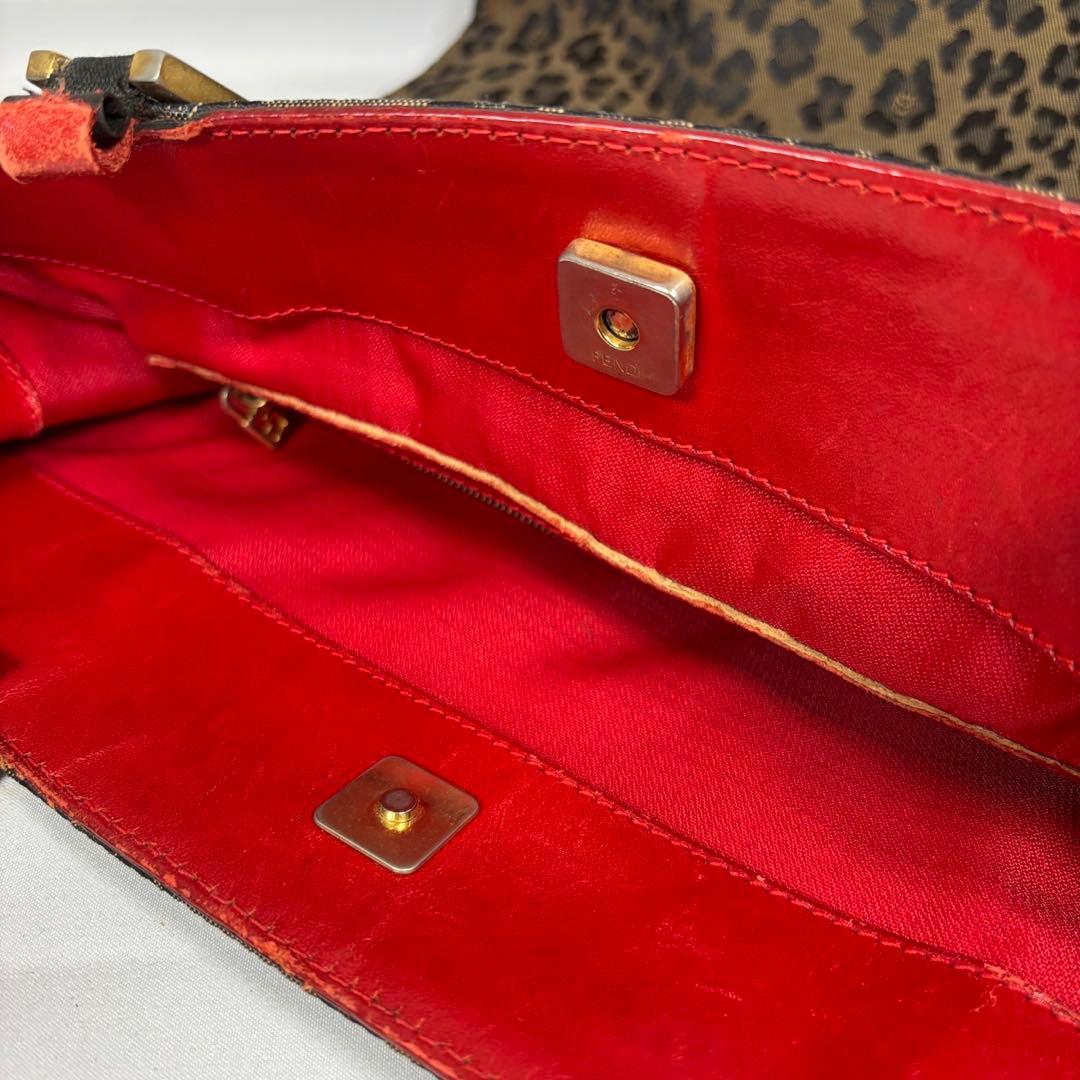 希少 フェンディ トートバッグ ハンドバッグ ヒョウ柄 ヴィンテージ ブラウン