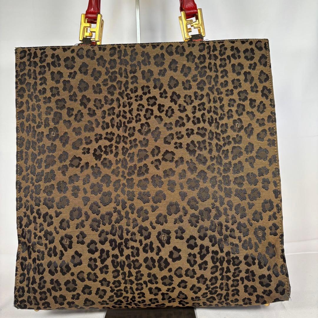 希少 フェンディ トートバッグ ハンドバッグ ヒョウ柄 ヴィンテージ ブラウン