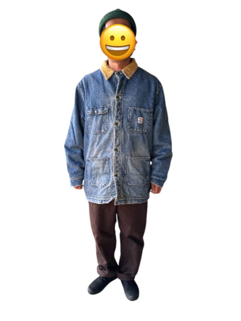 【90s/ポインターブランド】デニム カバーオール 襟コーデュロイ USA製