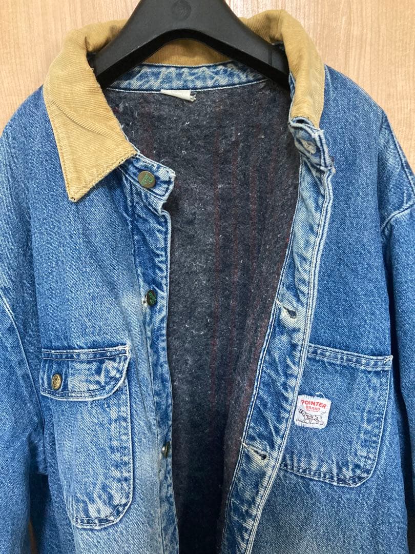 【90s/ポインターブランド】デニム カバーオール 襟コーデュロイ USA製