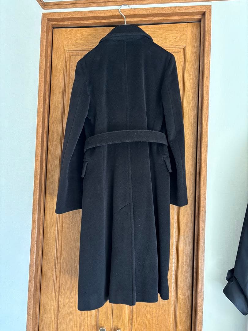 お値引き❣️マックスマーラ　バージンウール黒ダブルロングコート