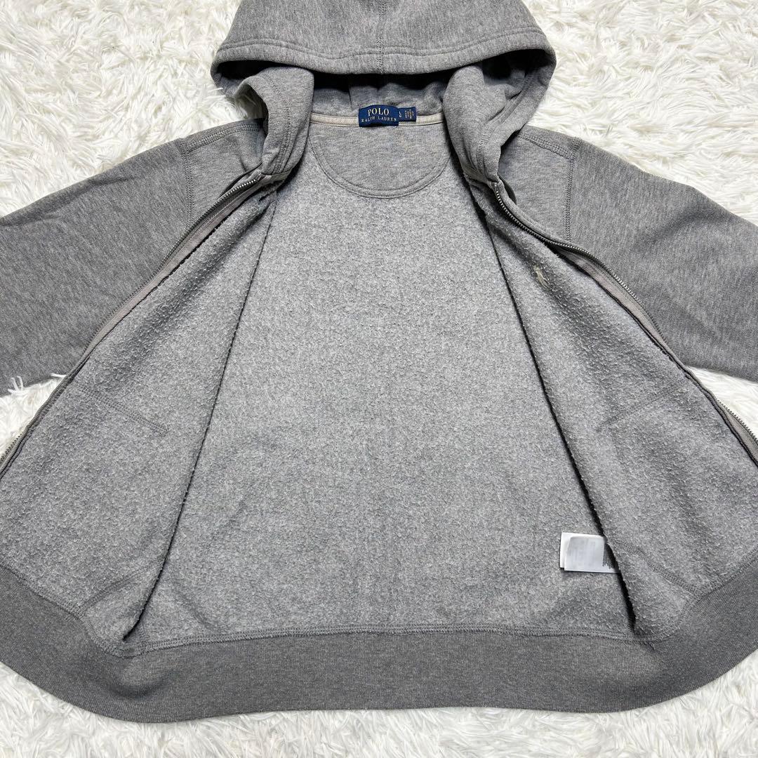 未使用級 ポロラルフローレン ジップパーカー 裏起毛 ポニー グレー 白 L