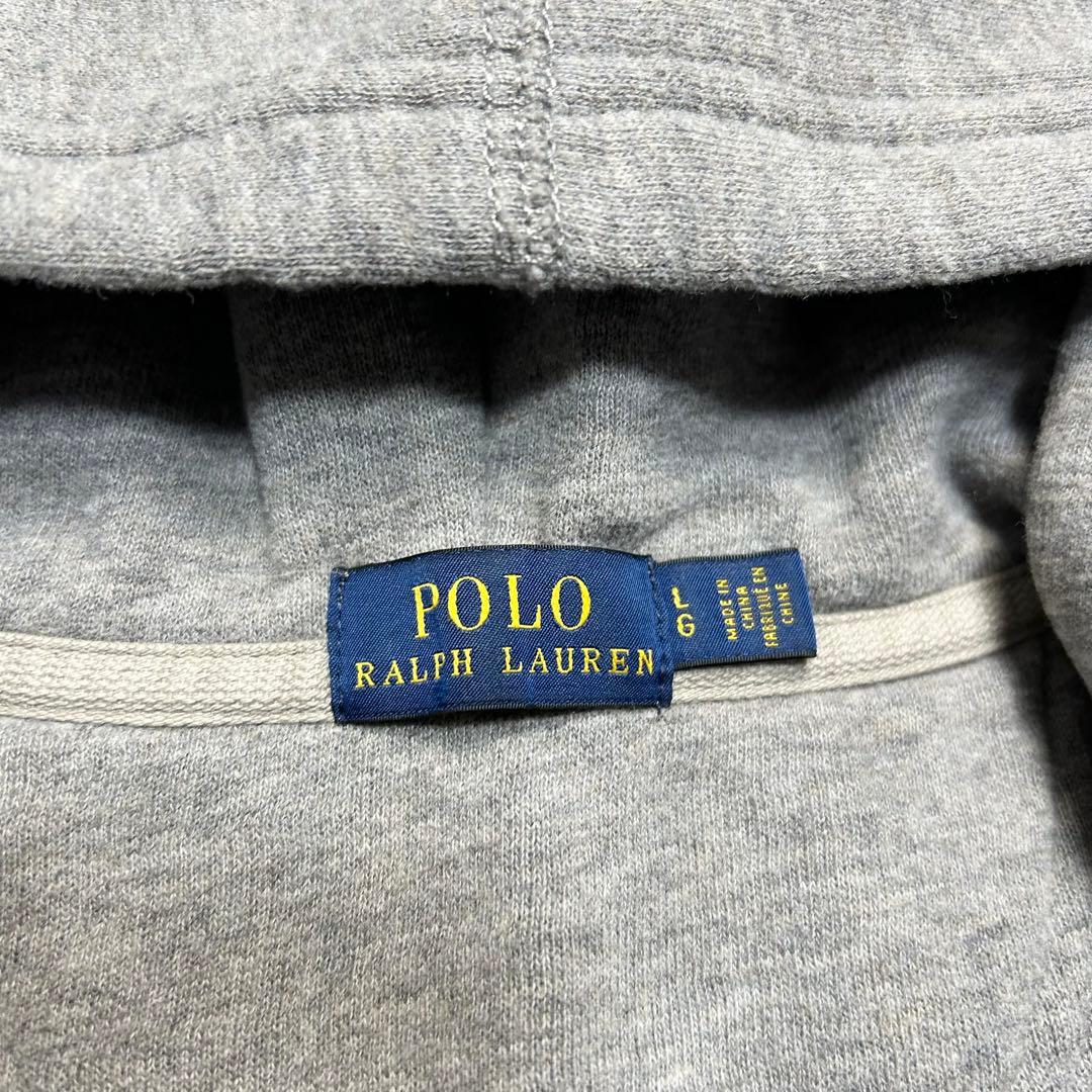 未使用級 ポロラルフローレン ジップパーカー 裏起毛 ポニー グレー 白 L