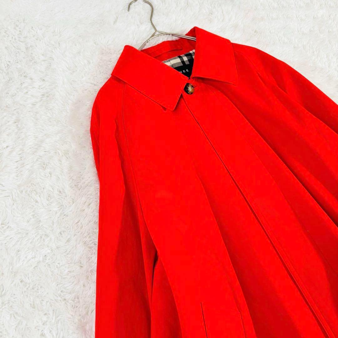 437 美品✨MACPHEEシャンブレーツイル ステンカラーコート オレンジ