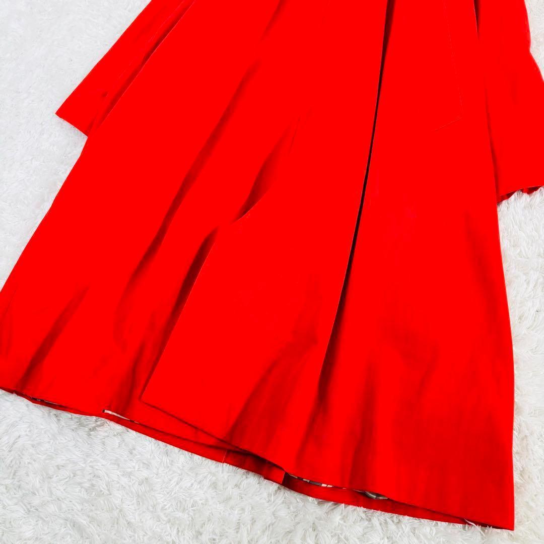 437 美品✨MACPHEEシャンブレーツイル ステンカラーコート オレンジ