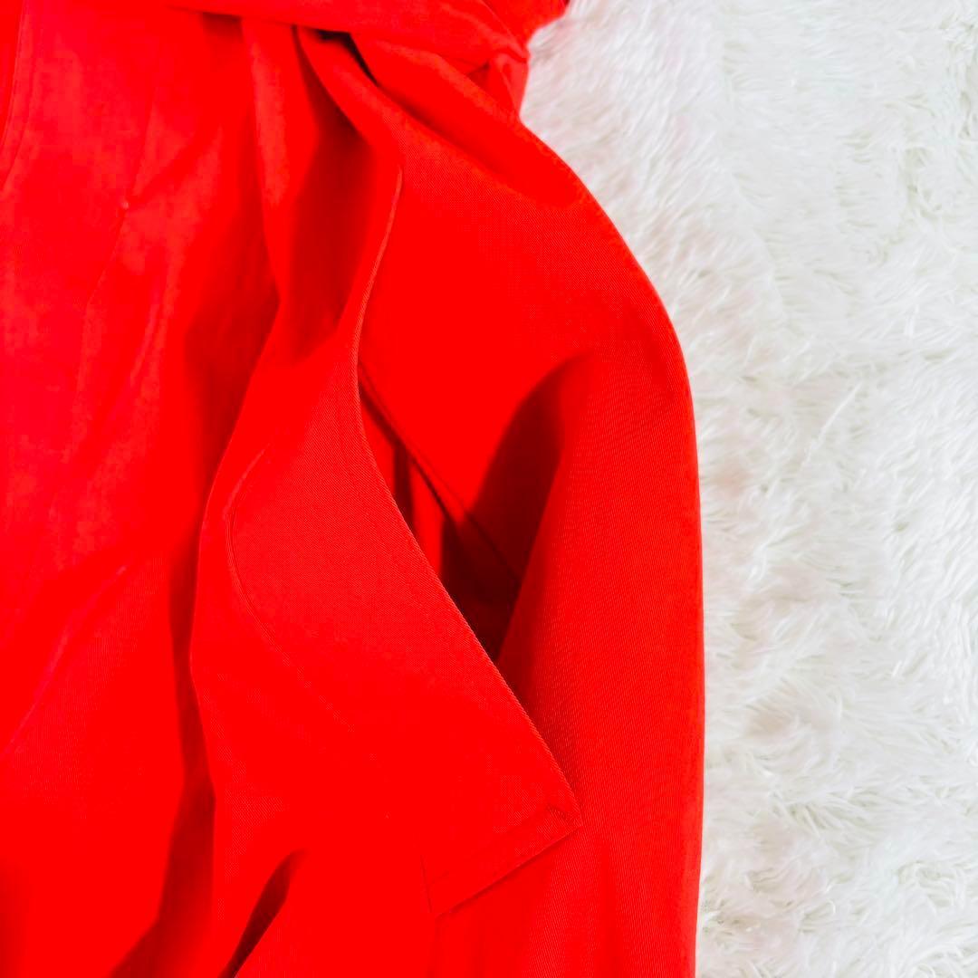 437 美品✨MACPHEEシャンブレーツイル ステンカラーコート オレンジ