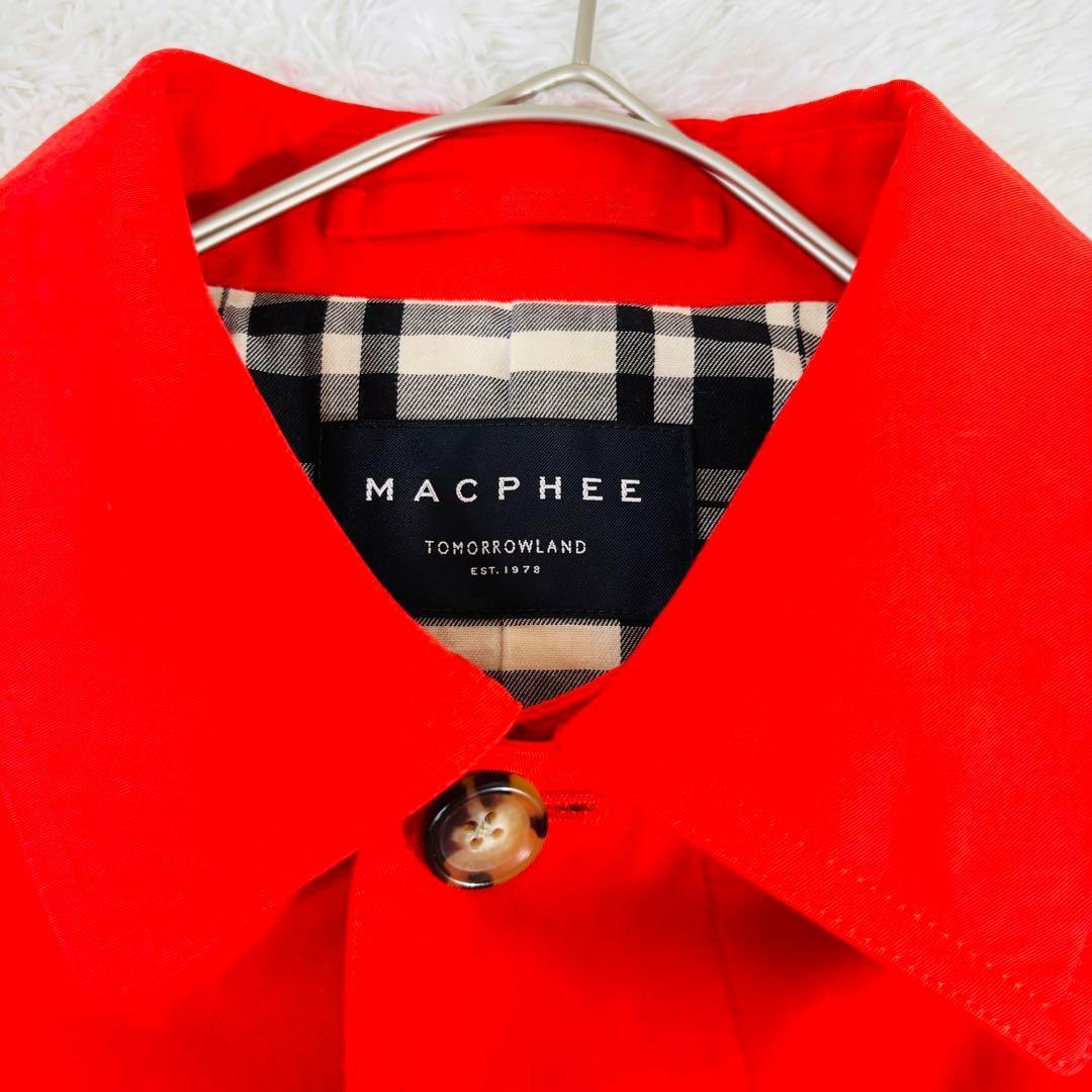 437 美品✨MACPHEEシャンブレーツイル ステンカラーコート オレンジ
