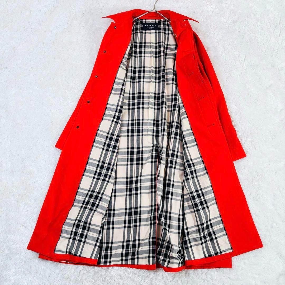 437 美品✨MACPHEEシャンブレーツイル ステンカラーコート オレンジ
