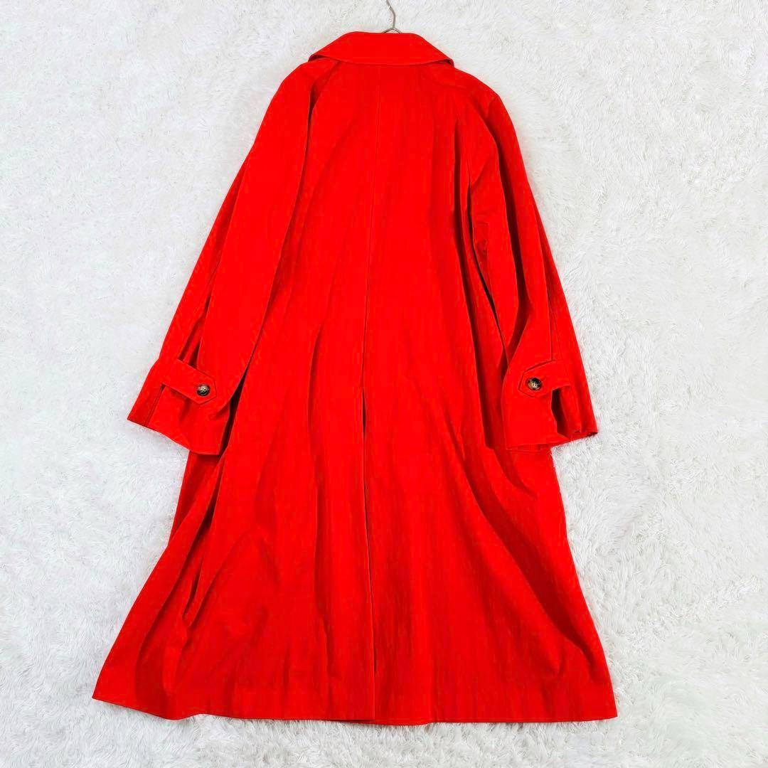 437 美品✨MACPHEEシャンブレーツイル ステンカラーコート オレンジ