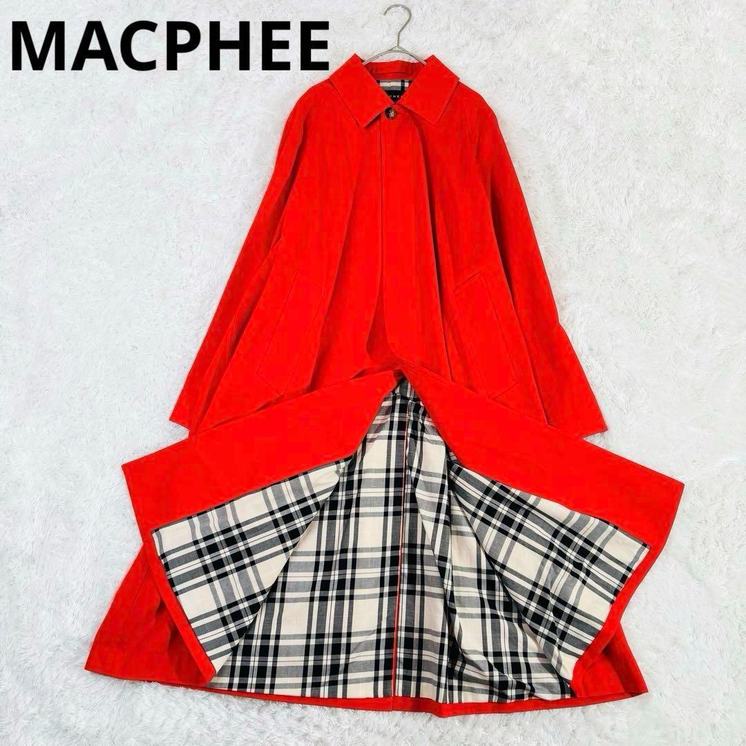 437 美品✨MACPHEEシャンブレーツイル ステンカラーコート オレンジ