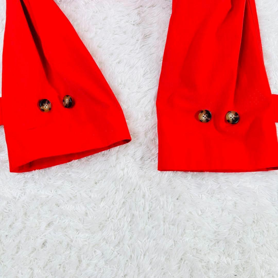 437 美品✨MACPHEEシャンブレーツイル ステンカラーコート オレンジ