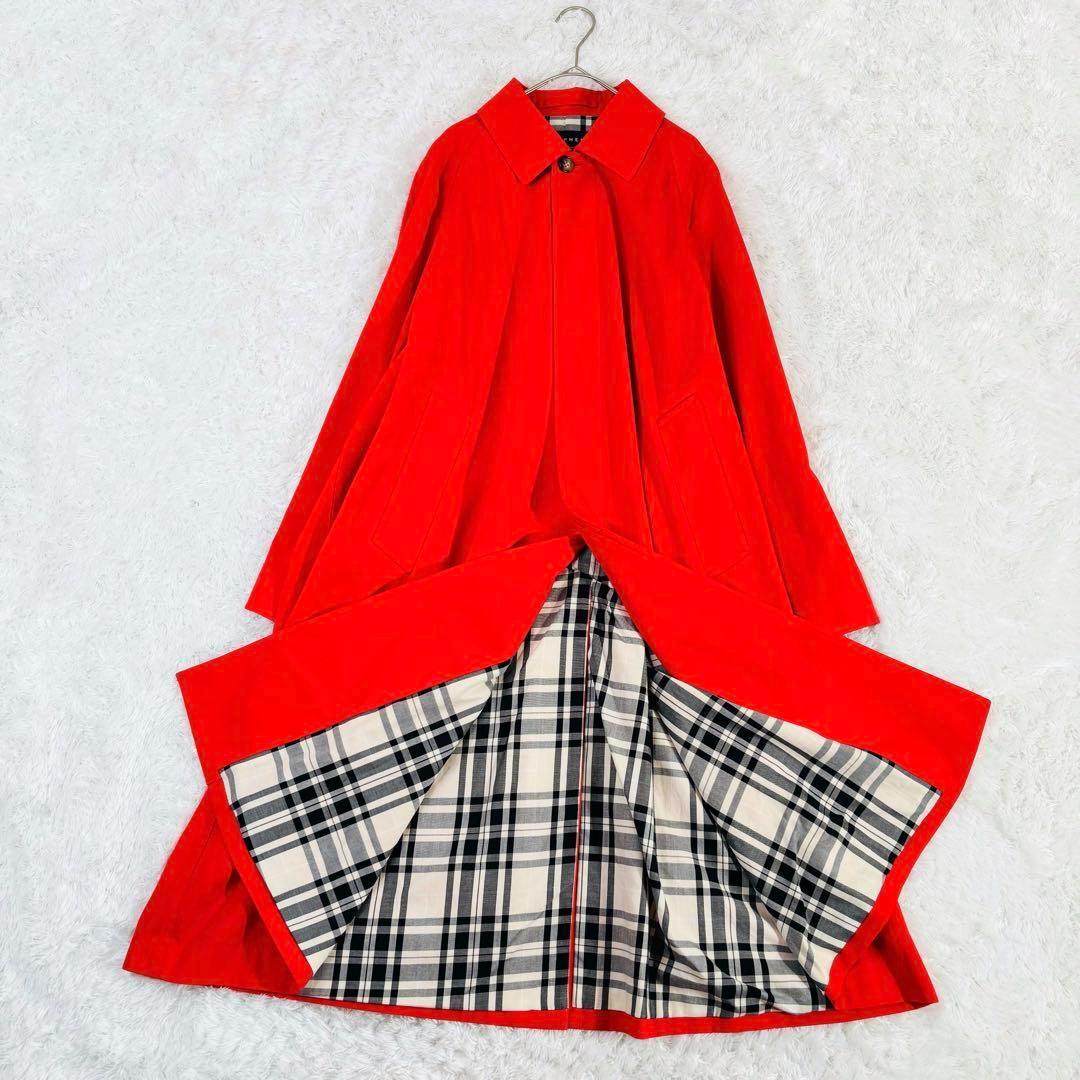 437 美品✨MACPHEEシャンブレーツイル ステンカラーコート オレンジ