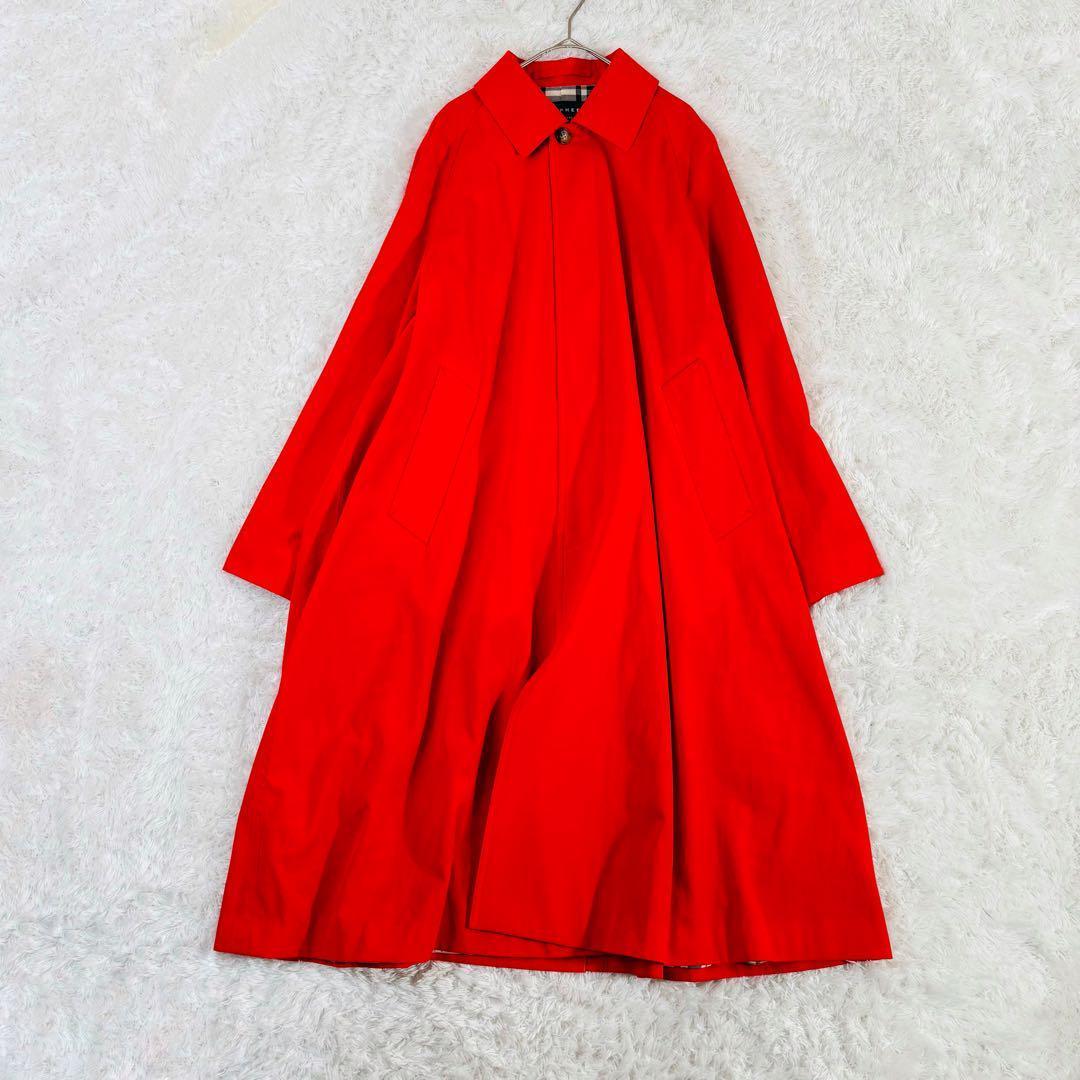 437 美品✨MACPHEEシャンブレーツイル ステンカラーコート オレンジ