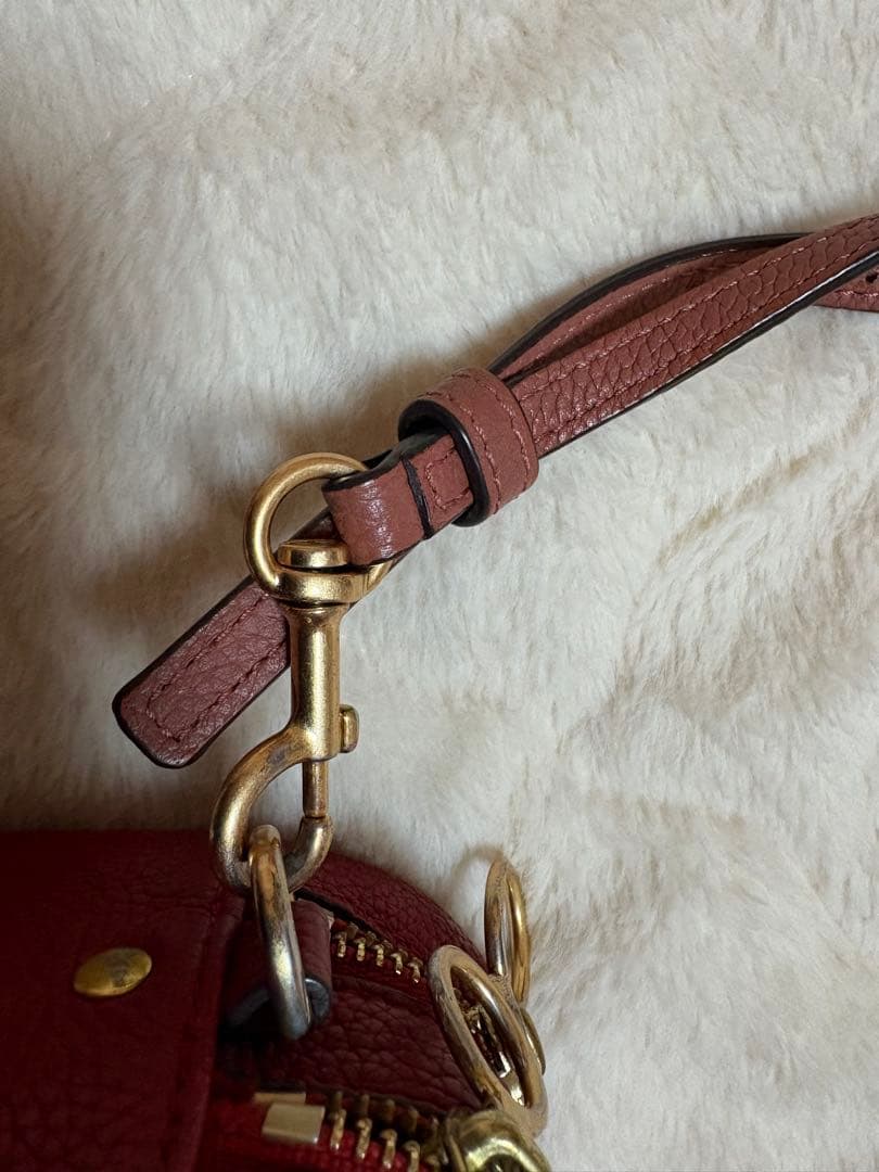 トリーバーチ ペリーボンベ カメラバッグ ショルダーバッグ ２室 レザー レッド