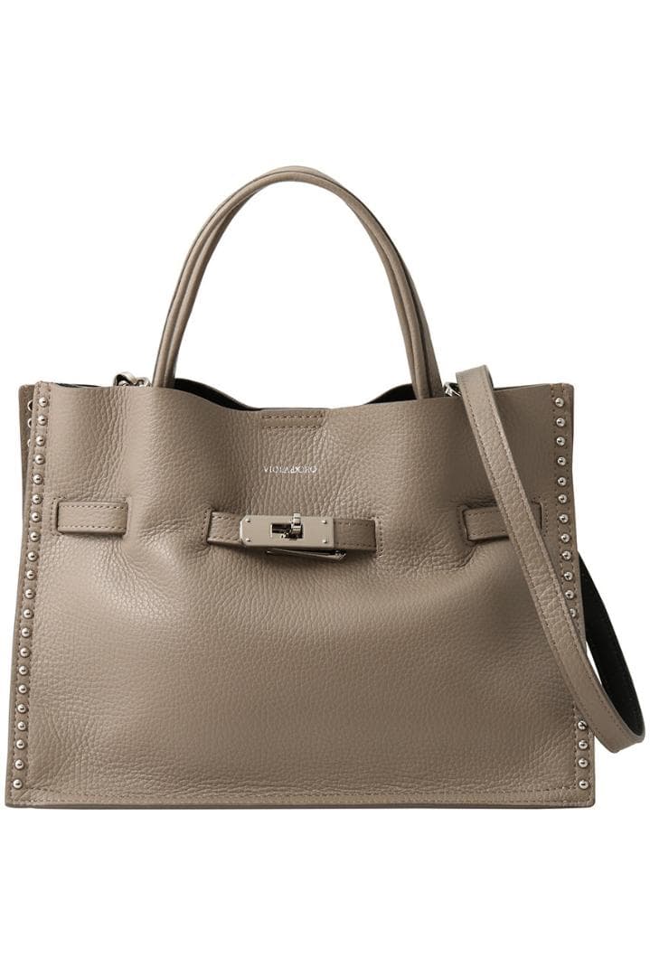 2025 最新　スタッズ付 ダブルフェイスレザー バッグ M 46200円