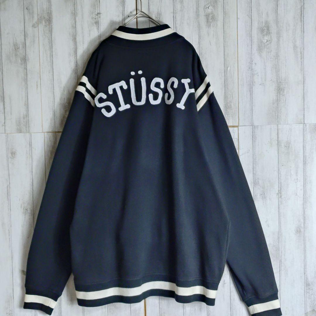 【超絶希少デザイン】OLDSTUSSY☆パイル刺繍ロゴ　Sロゴコットンスタジャン