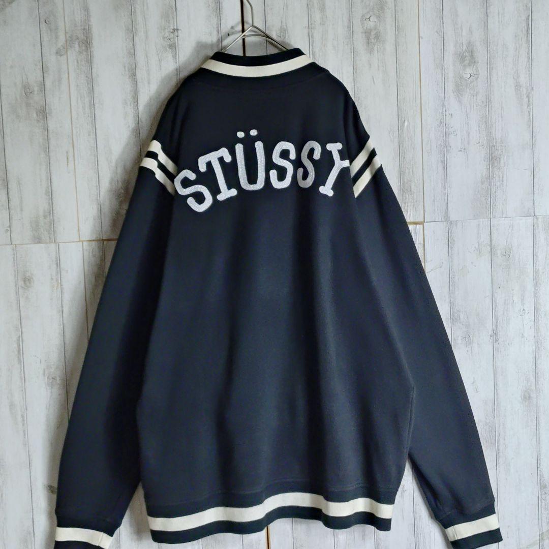 【超絶希少デザイン】OLDSTUSSY☆パイル刺繍ロゴ　Sロゴコットンスタジャン