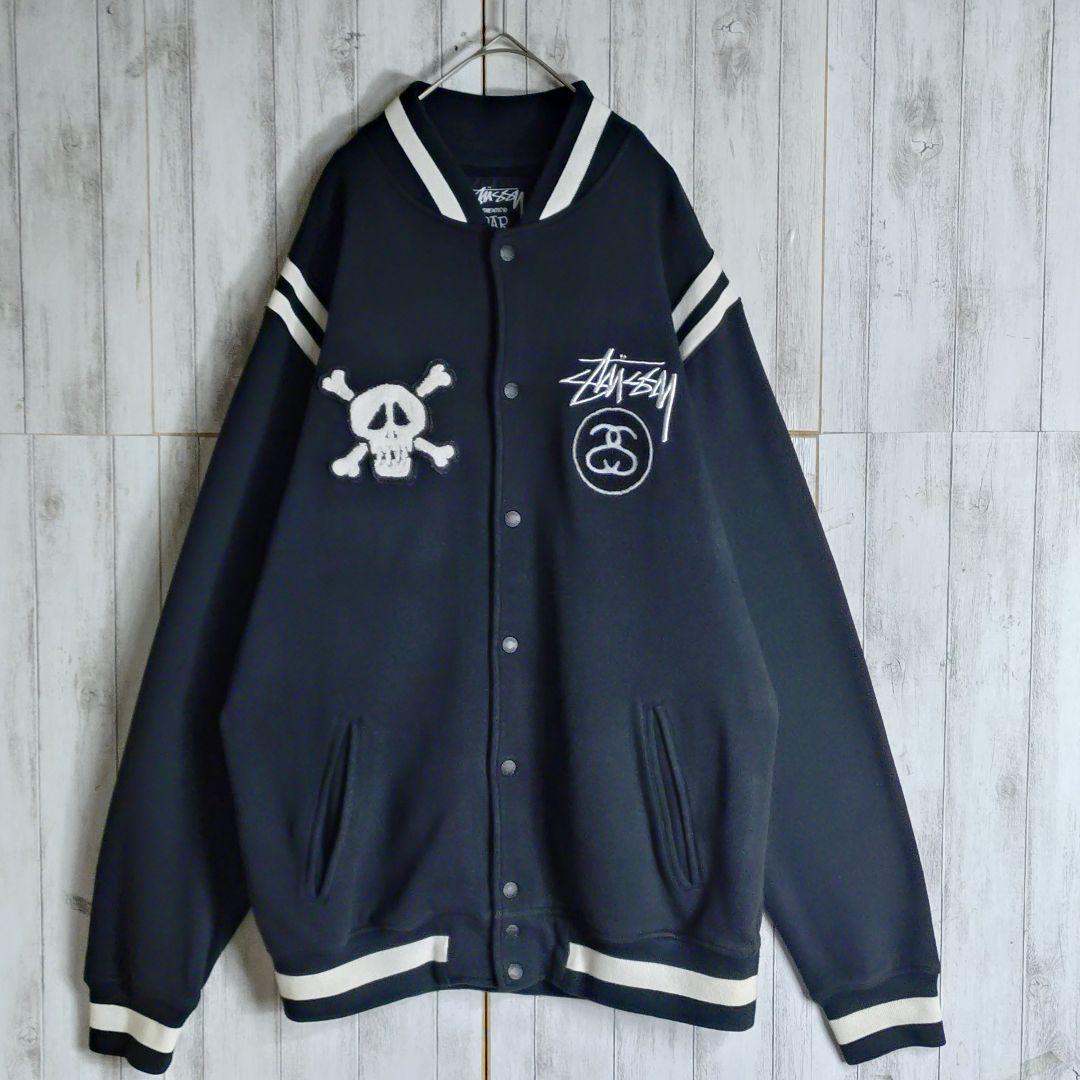 【超絶希少デザイン】OLDSTUSSY☆パイル刺繍ロゴ　Sロゴコットンスタジャン