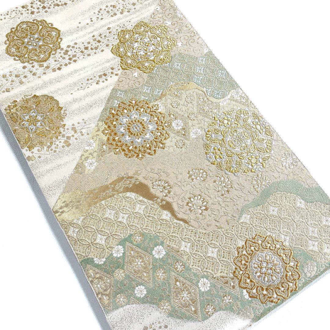 専用帯6204 ●服部織物謹製 高級 正絹 六通 袋帯 花文 華文