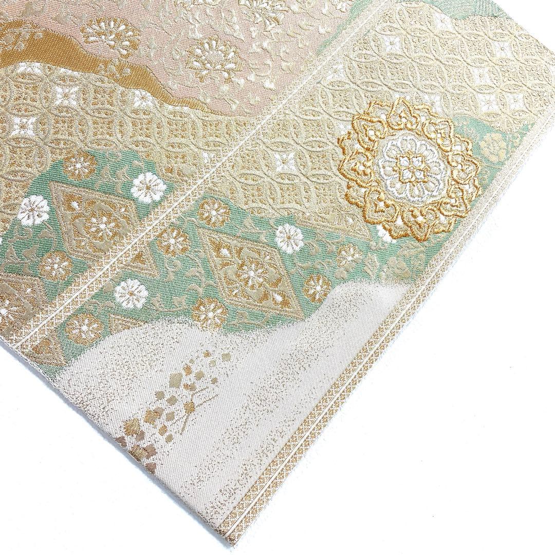 専用帯6204 ●服部織物謹製 高級 正絹 六通 袋帯 花文 華文