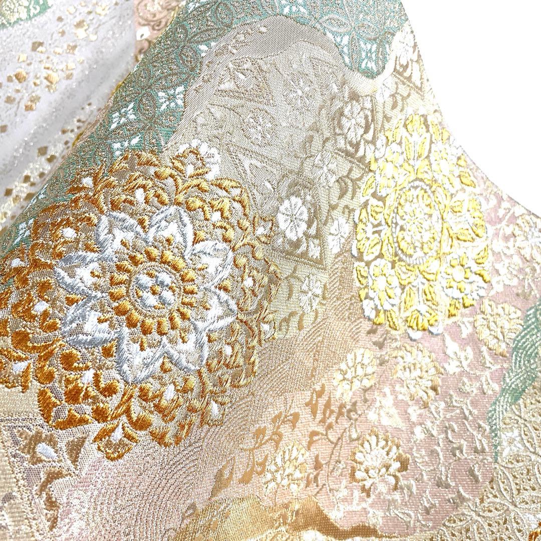 専用帯6204 ●服部織物謹製 高級 正絹 六通 袋帯 花文 華文