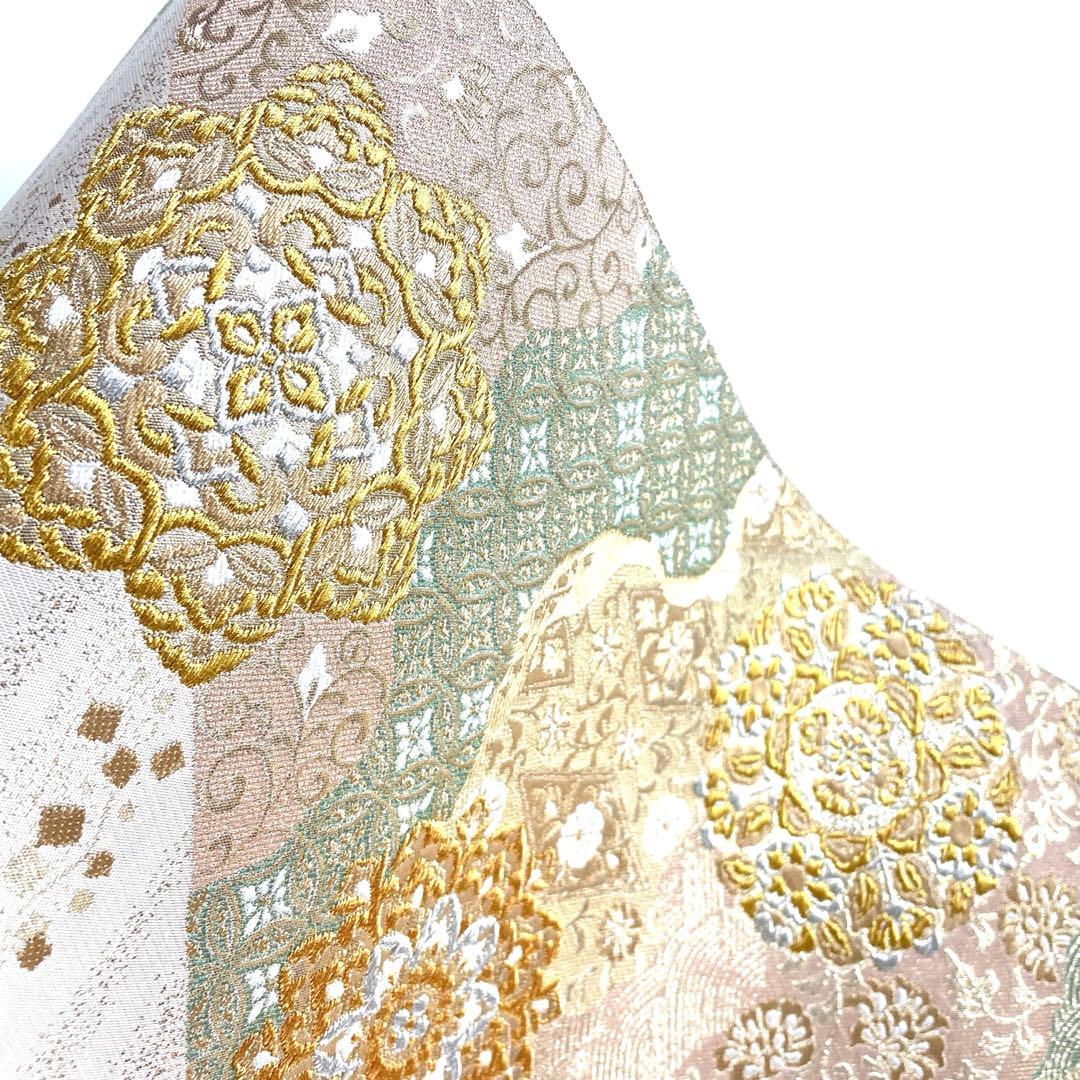 専用帯6204 ●服部織物謹製 高級 正絹 六通 袋帯 花文 華文