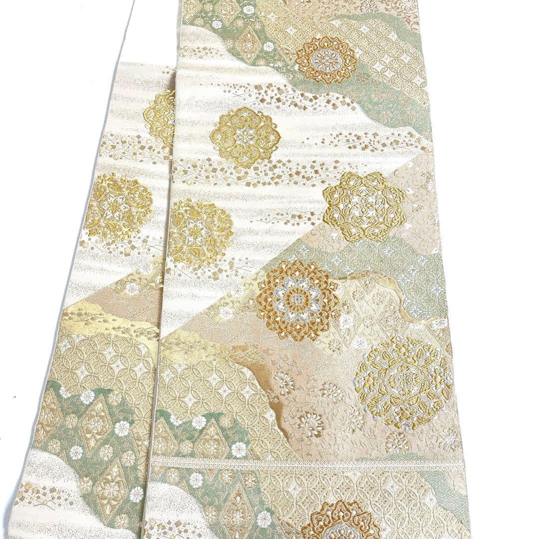 専用帯6204 ●服部織物謹製 高級 正絹 六通 袋帯 花文 華文