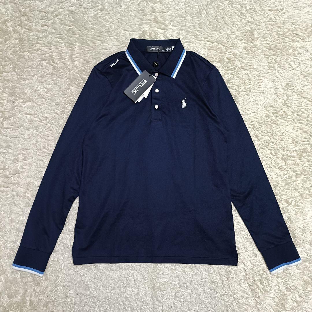 【新品】RLX ラルフローレン ロングスリーブ ポロシャツ ロゴ刺繍 ネイビー