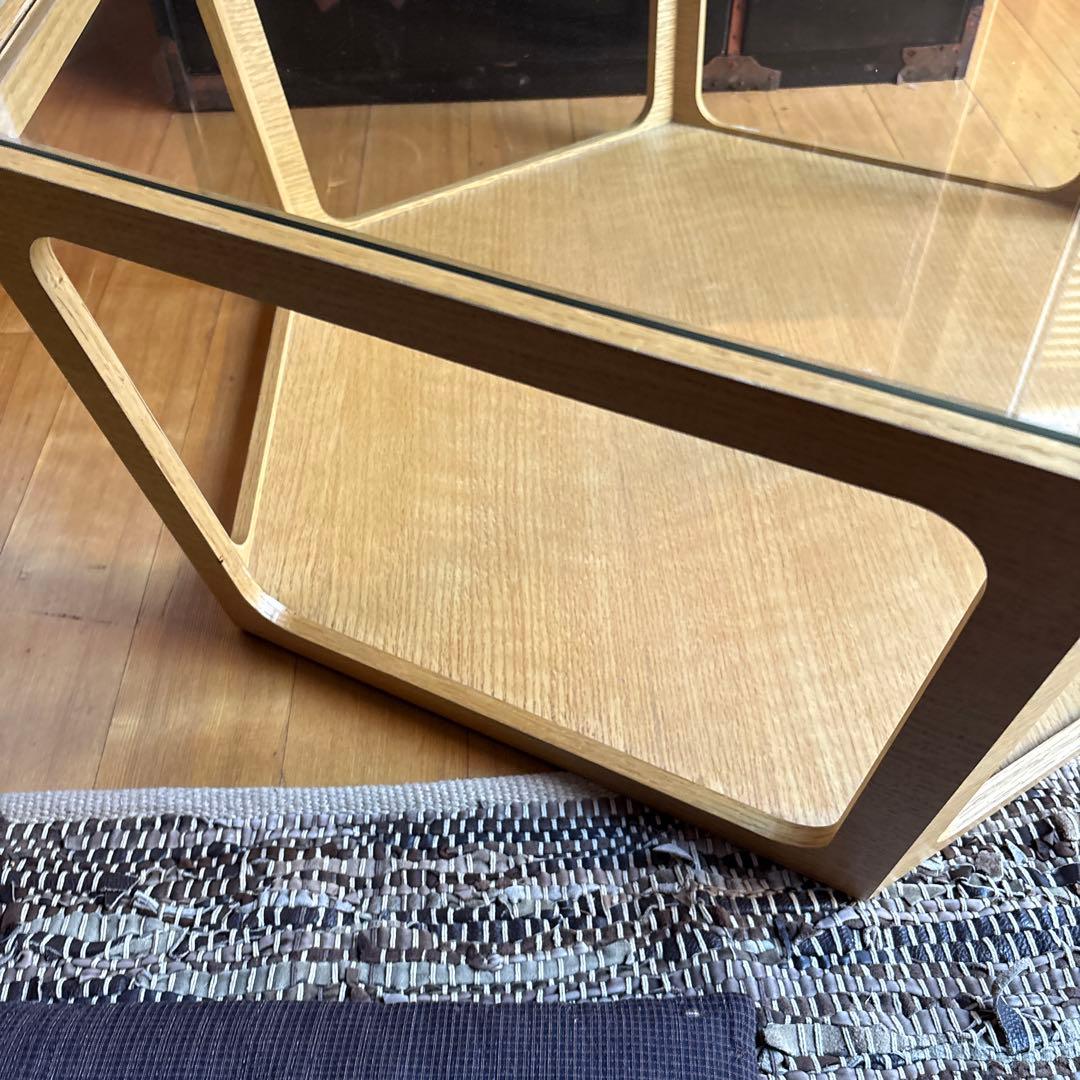 八角形ガラス木製センターテーブル