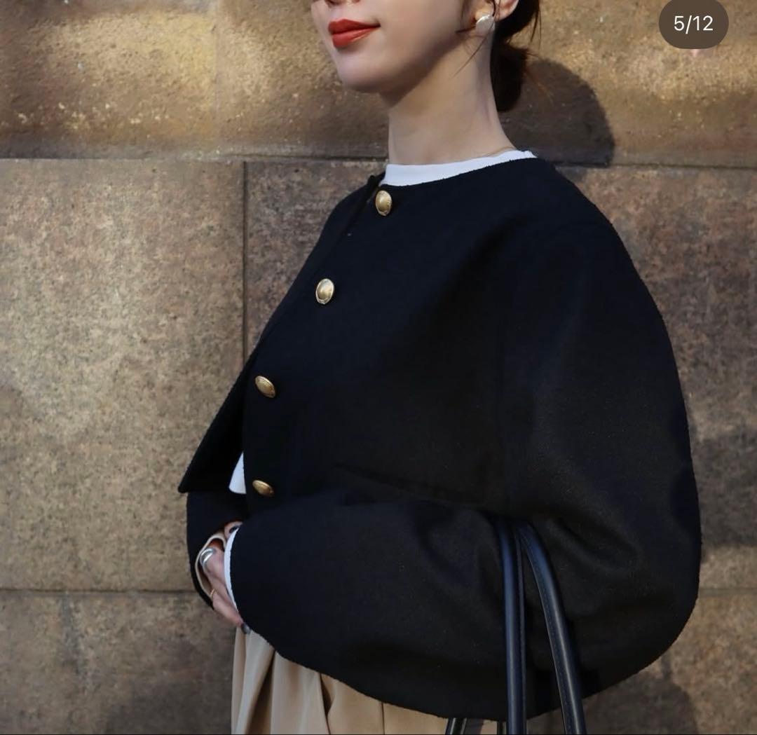 新品　epa tweed short jacket ブラック　レディース