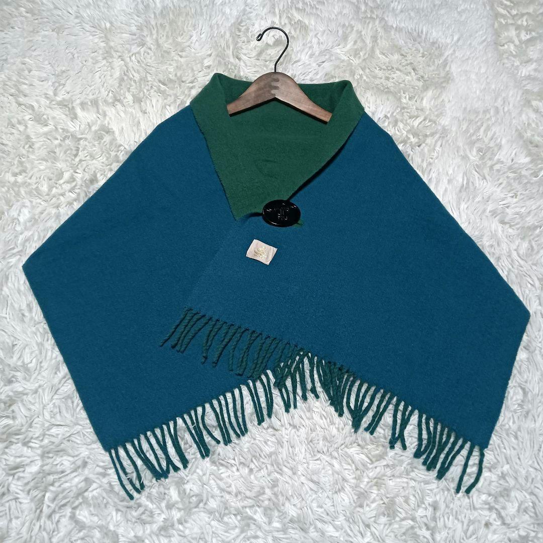 ヴィヴィアンウエストウッド　オーブボタン付ポンチョマフラー　リバーシブルストール