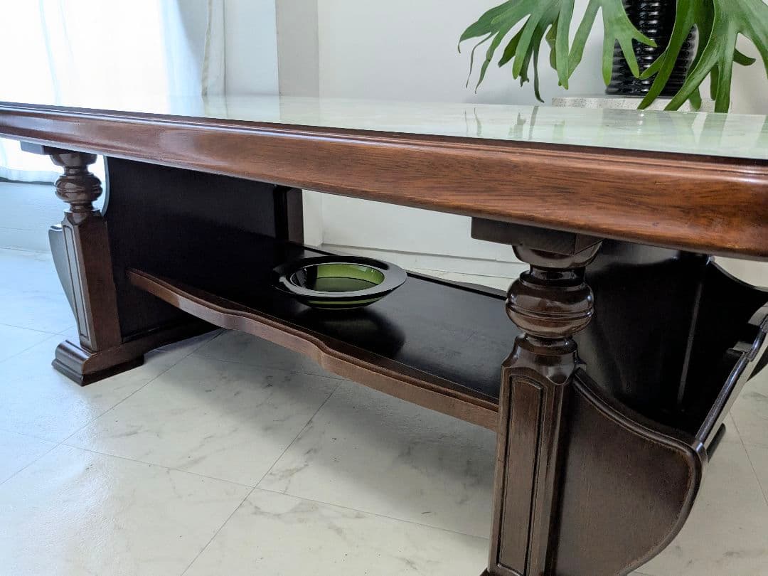 80s ビンテージ 大理石柄 木製 テーブル ミッドセンチュリー レトロモダン