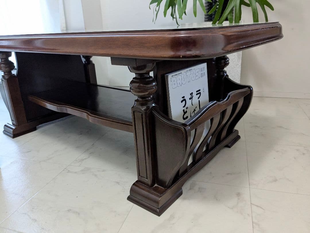 80s ビンテージ 大理石柄 木製 テーブル ミッドセンチュリー レトロモダン