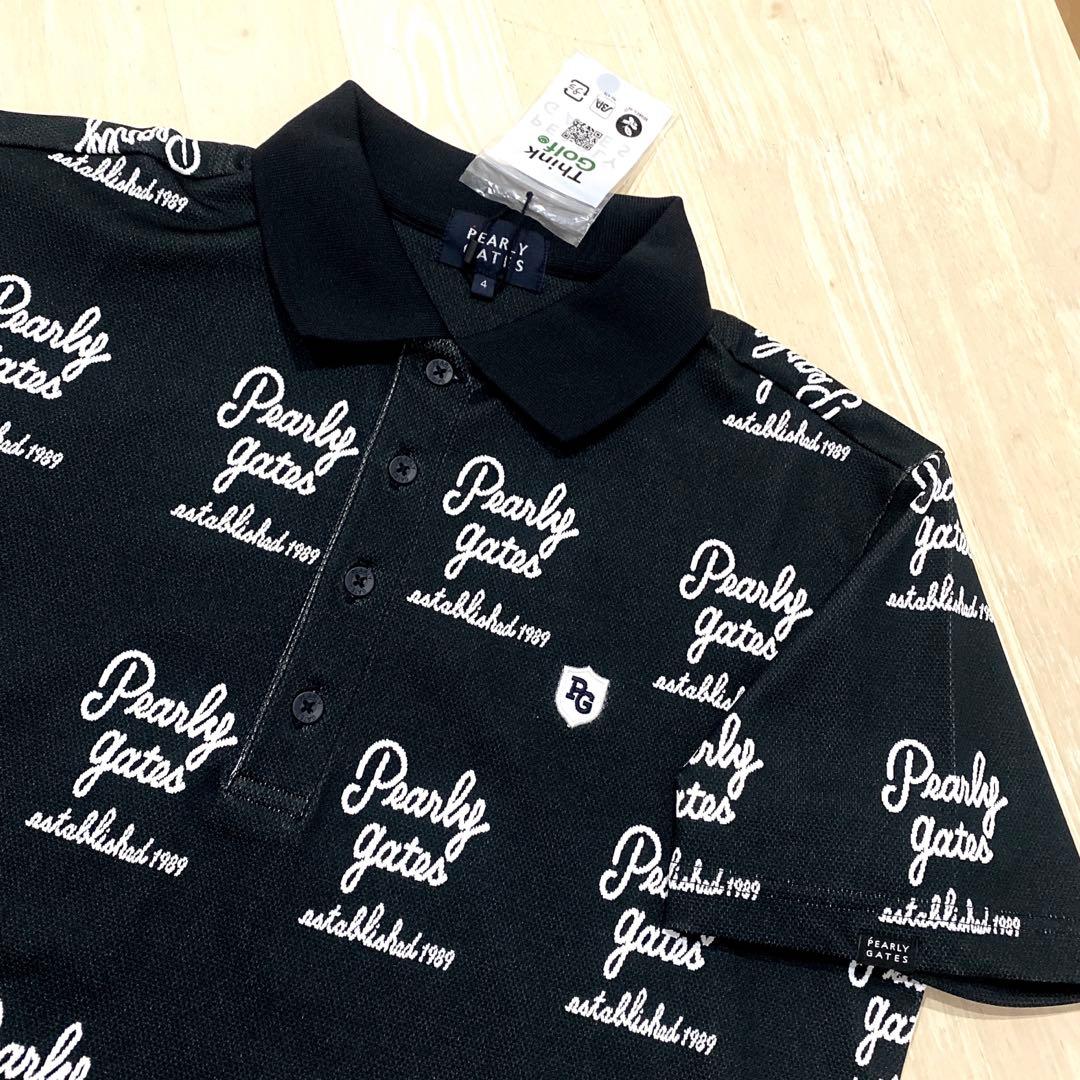 パーリーゲイツ☆新品 残1点 筆記体ロゴ ジャカード ポロシャツ