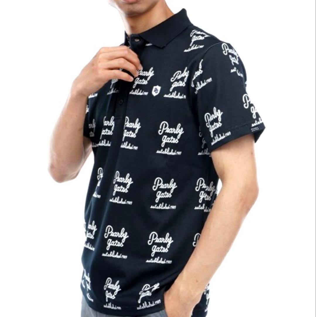 パーリーゲイツ☆新品 残1点 筆記体ロゴ ジャカード ポロシャツ
