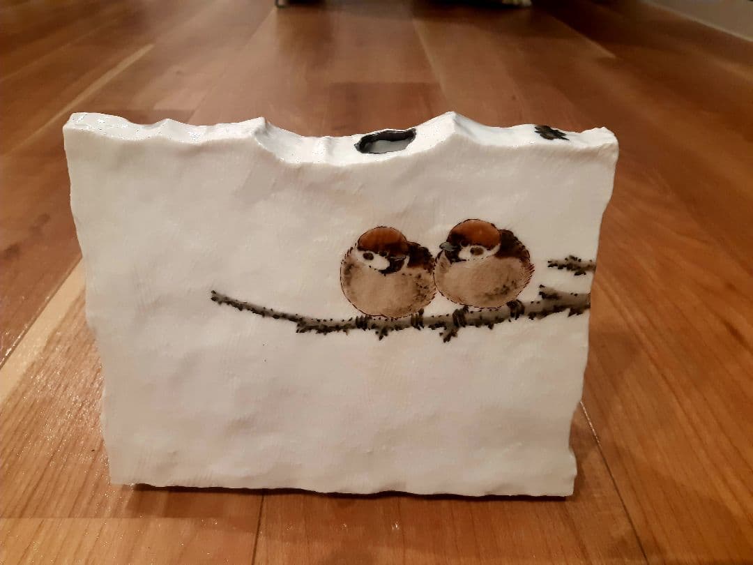 中村陶志人 九谷焼扁壷　群雀図 [花瓶]6号