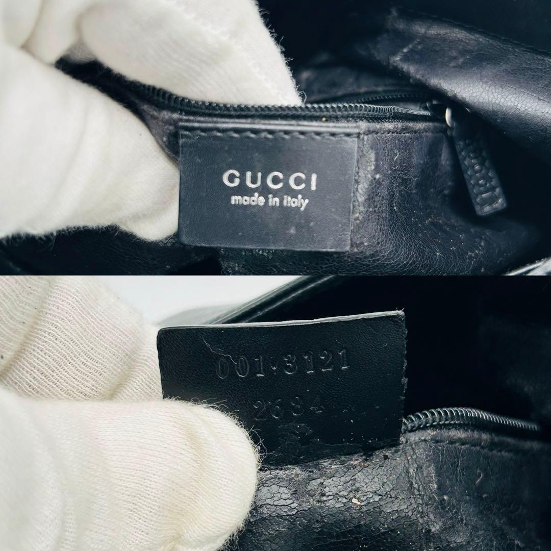 グッチ ワンショルダー バッグ 南京錠 シルバー金具 レザー 黒