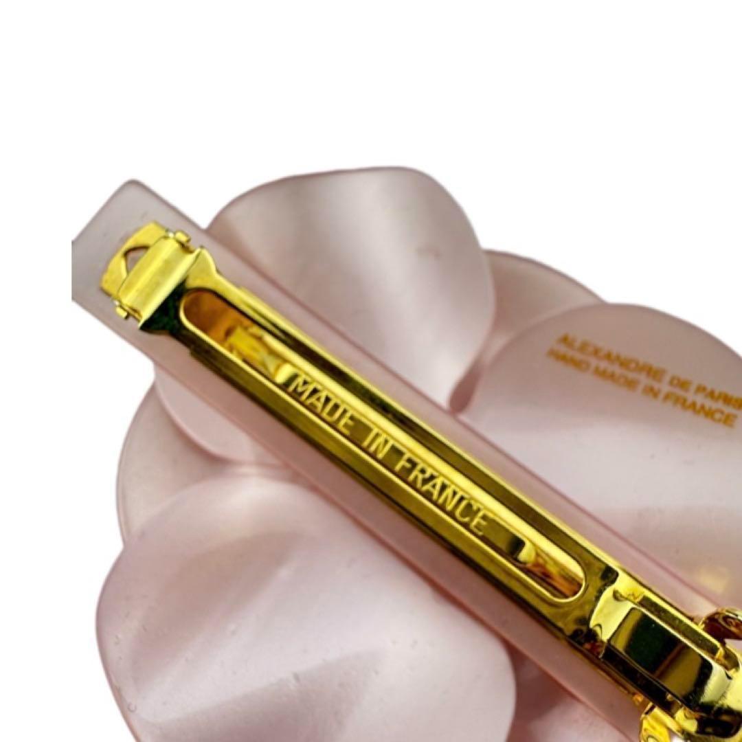 （美品）アレクサンドルドゥパリ カメリア バレッタ6cm ピンク