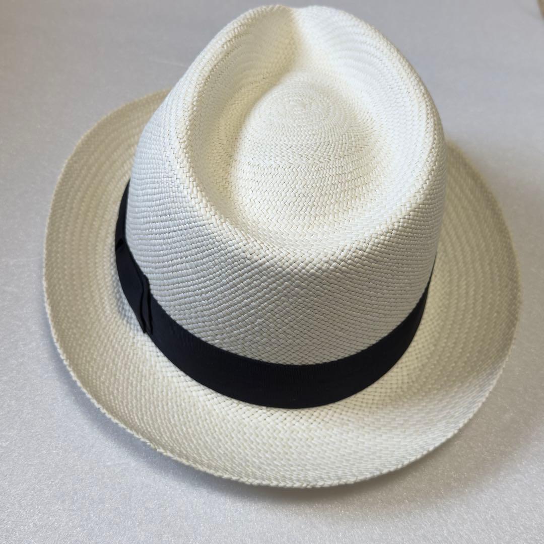 KNOX NEW YORK／パナマハット 59cm オフホワイト×ブラックリボン