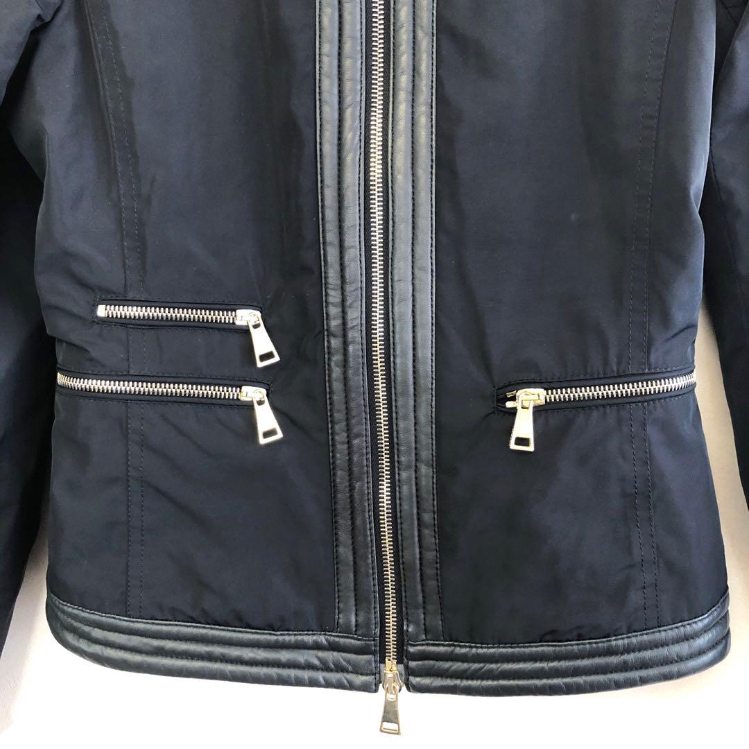 Moncler モンクレール レザー ノーカラー ジャケット ライダース